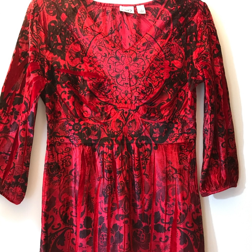 Cato-Soft Velvet 3/4 Sleeve Smock Style Top-Small